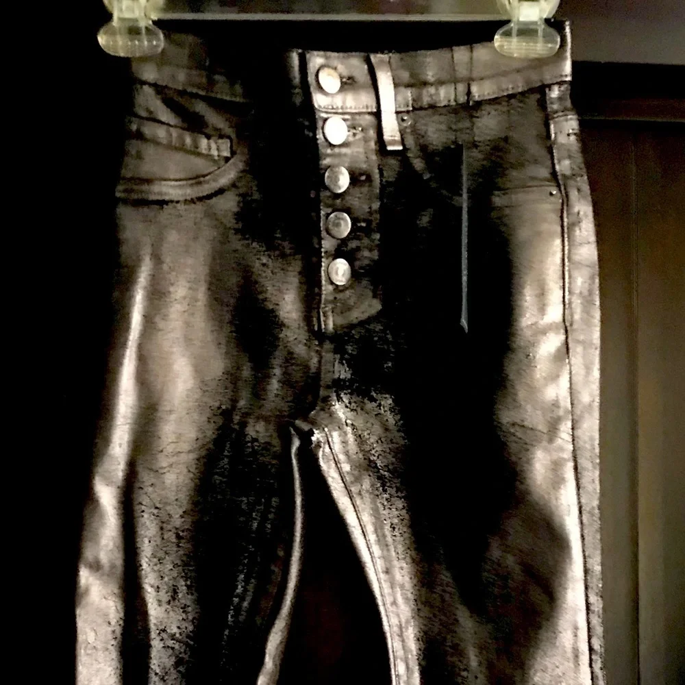Veronica Beard Women Gunmetal NYE Black jeans Pants Debbie High Rise NWT $328 - Picture 1 of 12